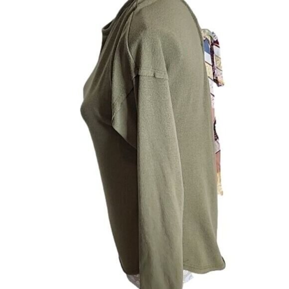 Blue Rain Green Long Sleeve Sweater Back Scarf Tie Women's Small - Picture 3 of 6